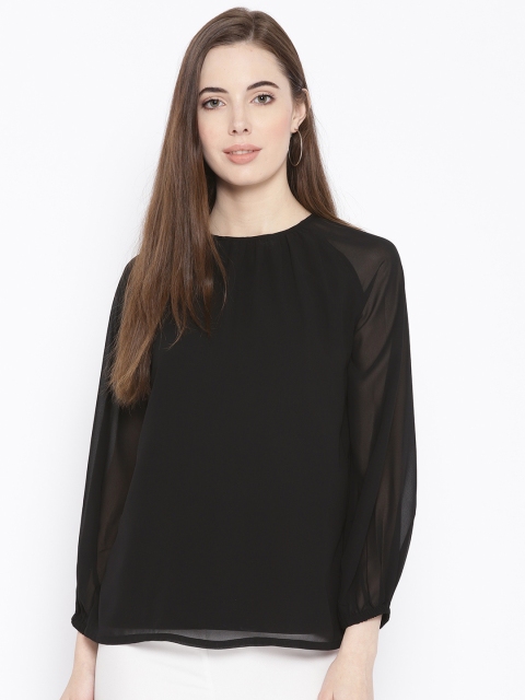 

LA LOFT Women Black Solid Top
