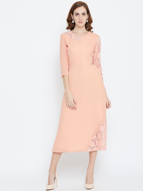 

LA LOFT Women Peach-Coloured A-Line Dress