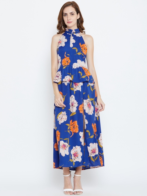

LA LOFT Women Blue & Orange Printed Maxi Dress