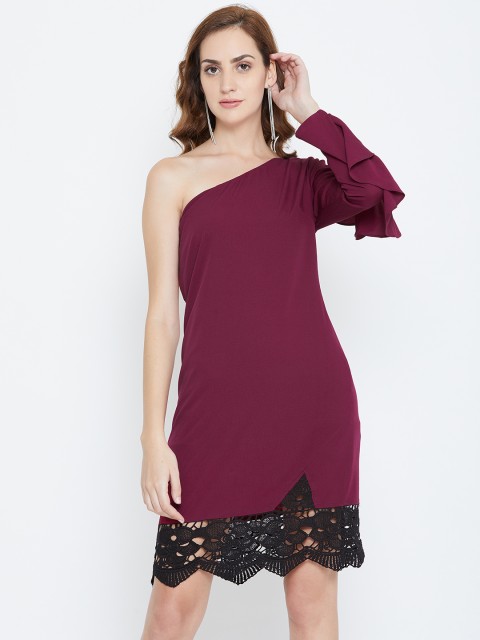 

LA LOFT Women Purple One Shoulder Shift Dress