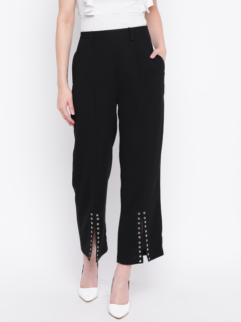 

LA LOFT Women Black Relaxed Straight Fit Solid Trousers