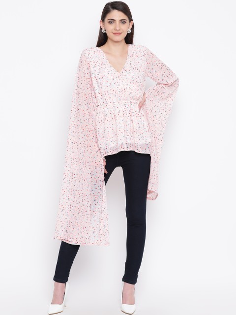 

LA LOFT Women Off-White & Pink Printed Tunic