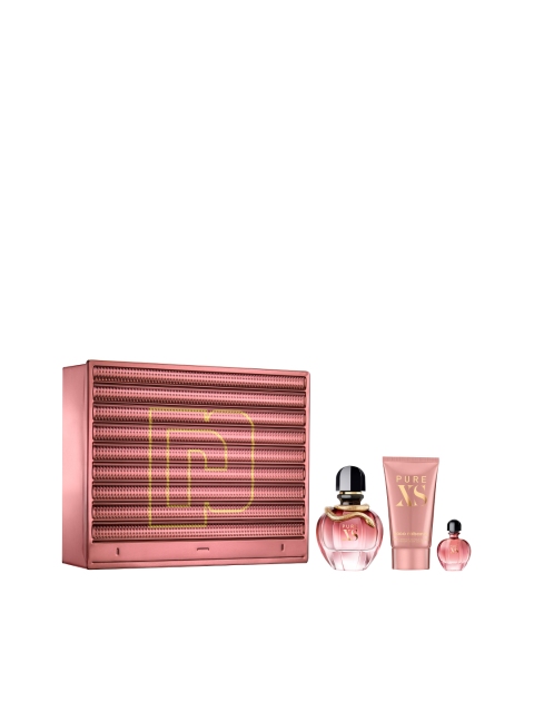 

Paco Rabanne Women Pure XS EDP, Body Lotion & Miniature EDP Gift Set ( 50ml + 75 ml + 6ml), Rose gold