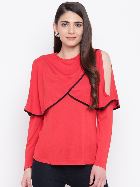 

LA LOFT Women Red Solid Top