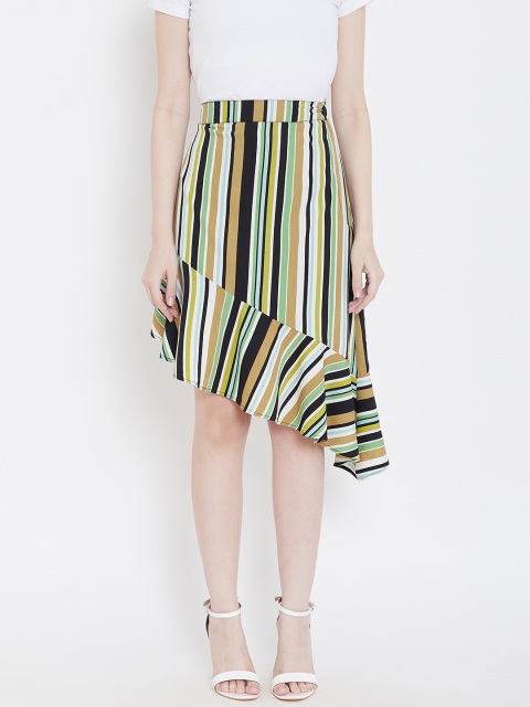 

LA LOFT Women Multicoloured Striped A-Line Skirt, Multi
