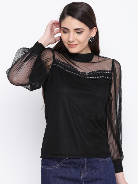 

LA LOFT Women Black Solid Top