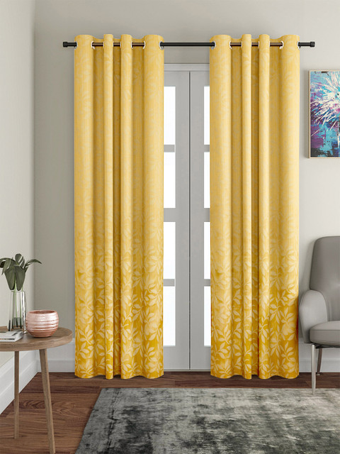 

VRINDA Yellow Set of 2 Long Door Curtains