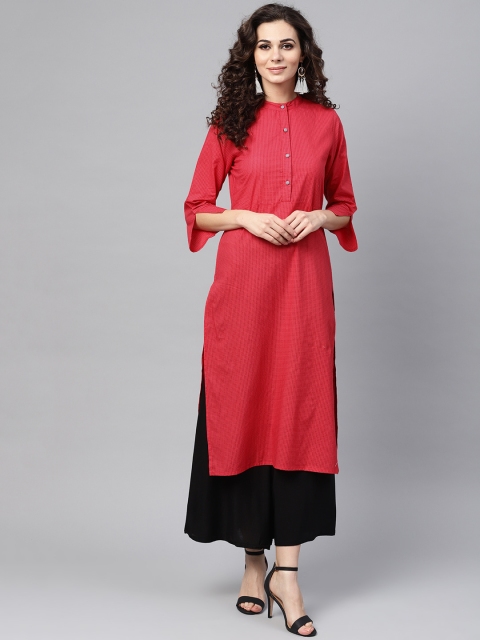 

Nayo Women Pink Printed Straight Kurta