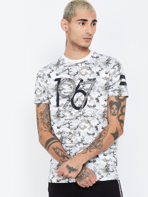 

Kappa Men White & Grey Camouflage Printed Round Neck T-shirt