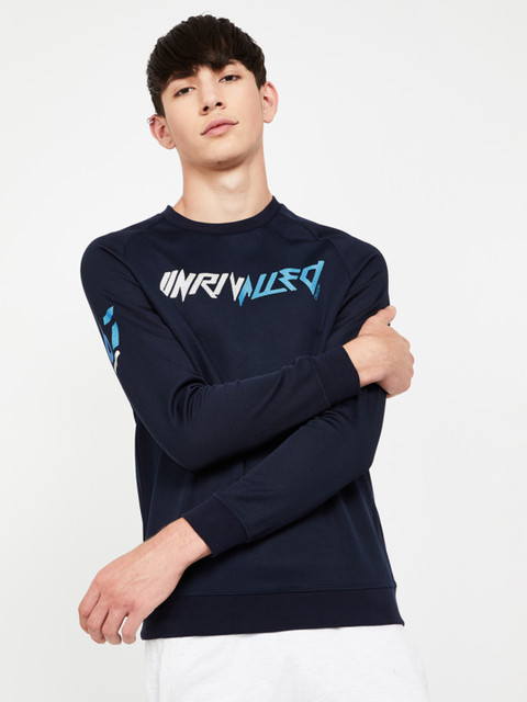 

Kappa Men Navy Blue Printed Sweatshirt