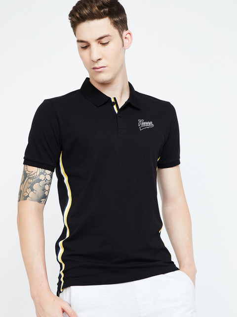 

Kappa Men Black Solid Polo Collar T-shirt