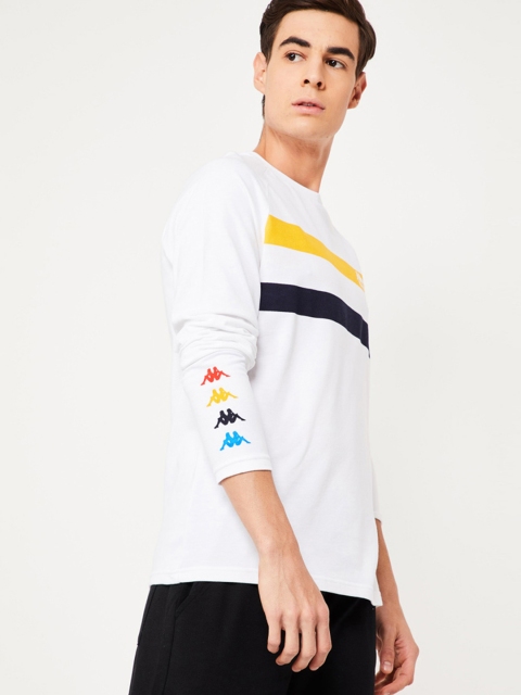 

Kappa Men White Striped Round Neck T-shirt