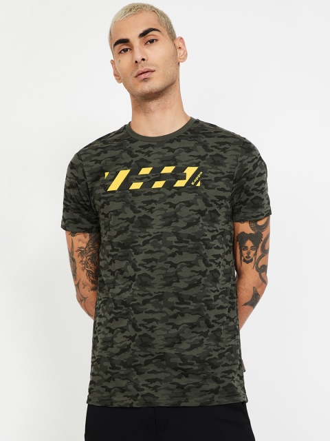 

Kappa Men Green & Yellow Printed Round Neck T-shirt