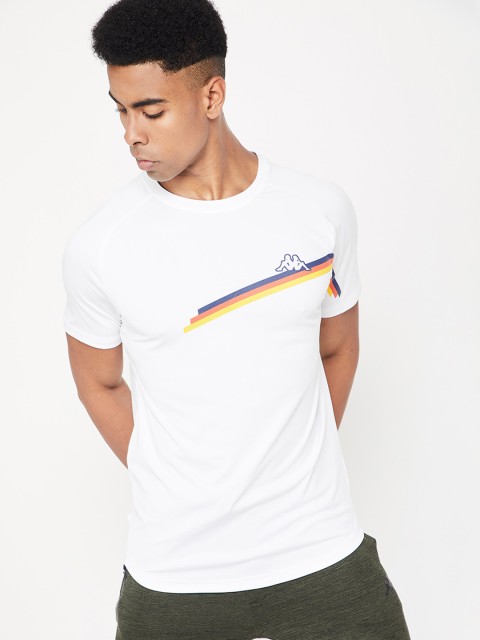

Kappa Men White Striped Round Neck T-shirt