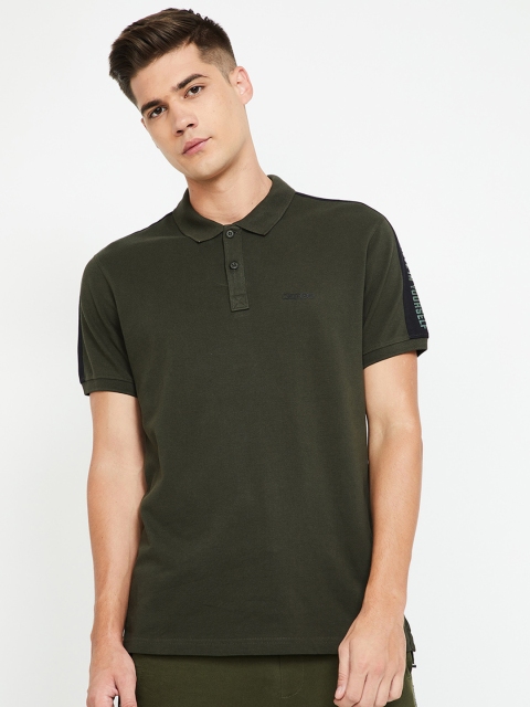 

Kappa Men Olive Green Printed Polo Collar T-shirt