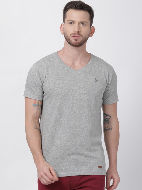 

T-Tog Men Grey Solid V-Neck T-shirt