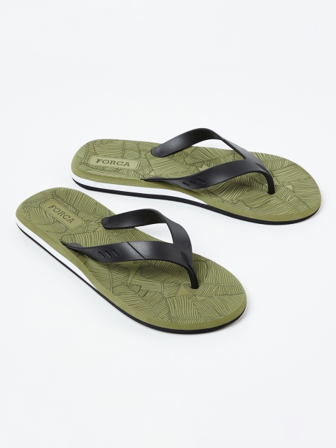 

Forca by Lifestyle Men Olive Green & Black Printed Thong Flip-Flops