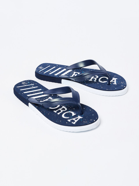 

Forca by Lifestyle Men Navy Blue & White Printed Thong Flip-Flops