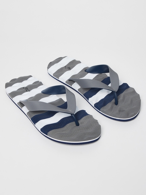 

Forca by Lifestyle Men Grey & Navy Blue Striped Thong Flip-Flops
