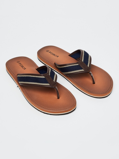

Forca by Lifestyle Men Navy Blue & Brown Solid Thong Flip-Flops