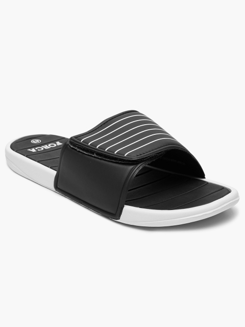 

Forca by Lifestyle Men Black & White Striped Sliders