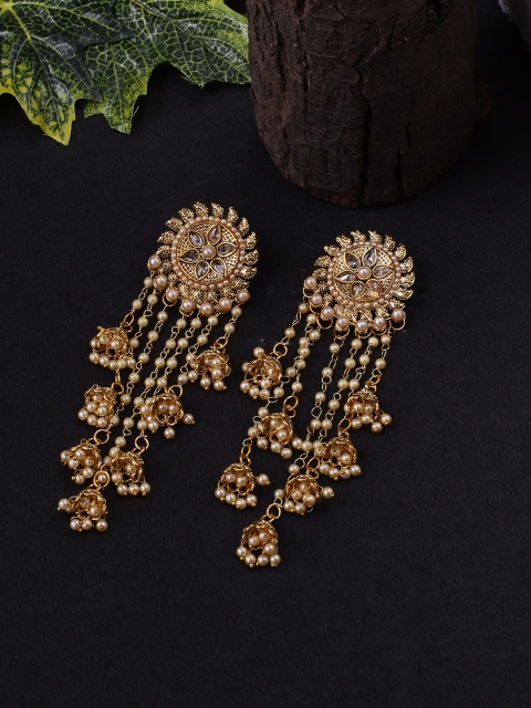 

Voylla Gold-Toned Brass-Plated Handcrafted Dome Shaped Drop Earrings