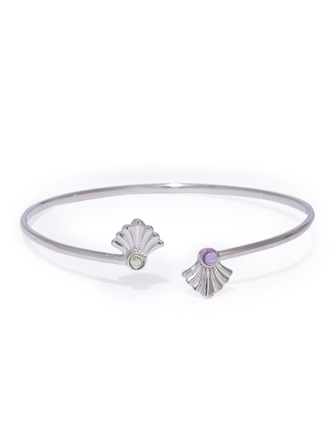 

Gehna Women Silver-Toned & Purple 925 Sterling Silver Cuff Bangle