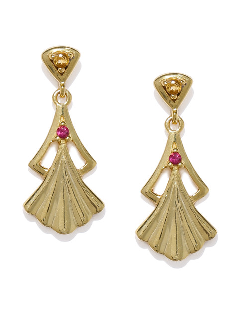 

Gehna Gold-Toned Contemporary 925 Sterling Silver & Tourmaline Drop Earrings