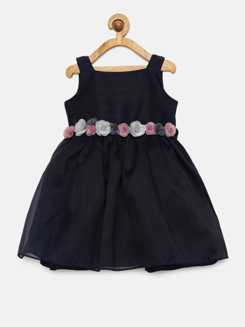 

mini miao Girls Navy Blue Fit and Flare Dress