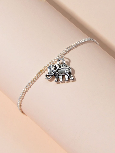 

OOMPH Silver-Toned Charm Delicate Anklet
