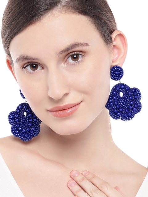 

OOMPH Blue Floral Handcrafted Drop Earrings