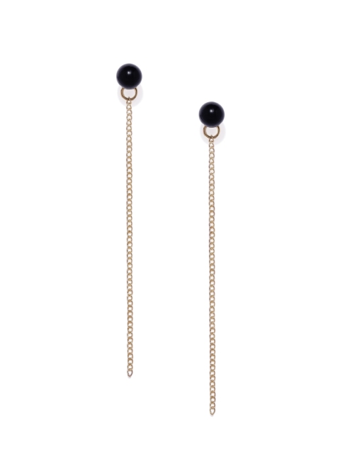 

OOMPH Black & Gold-Toned Spherical Drop Earrings