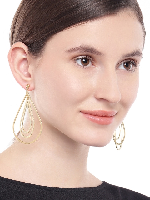 

OOMPH Gold-Toned Teardrop Shaped Drop Earrings