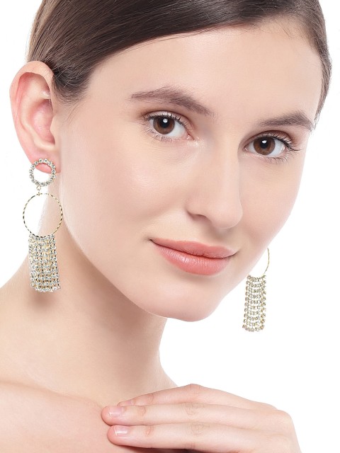 

OOMPH Gold-Toned Handcrafted Chandelier Circular Drop Earrings