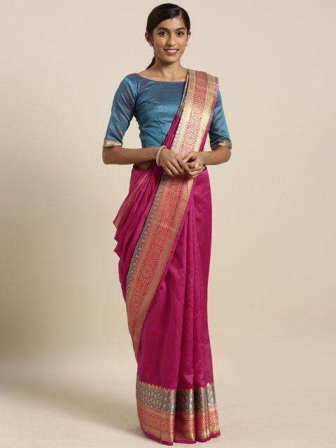 

Mirchi Fashion Pink Woven Design Silk Blend Saree