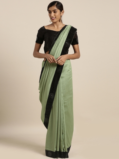 

Mirchi Fashion Green & Black Silk Blend Solid Saree