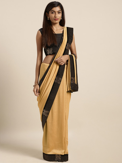 

Mirchi Fashion Women Gold-Coloured Embellished Silk Blend Saree