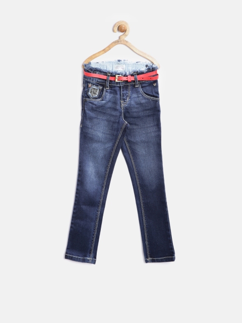 

Gini and Jony Girls Navy Washed Slim Stretchable Jeans, Navy blue