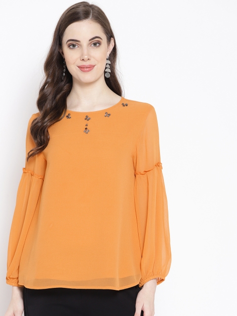 

Antheaa Women Mustard Yellow Solid Top