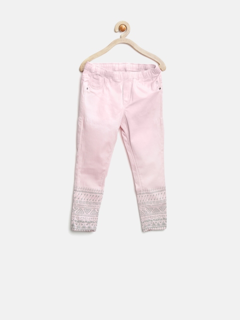 

Gini & Jony Girls Baby Pink Printed Skinny Jeggings