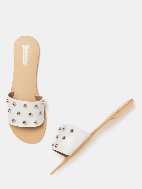 

Roadster Women White Studded Open Toe Flats