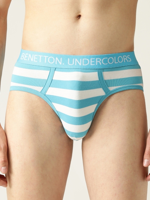 

Undercolors of Benetton Men Blue & White Striped Briefs 17P3F55S007DI903