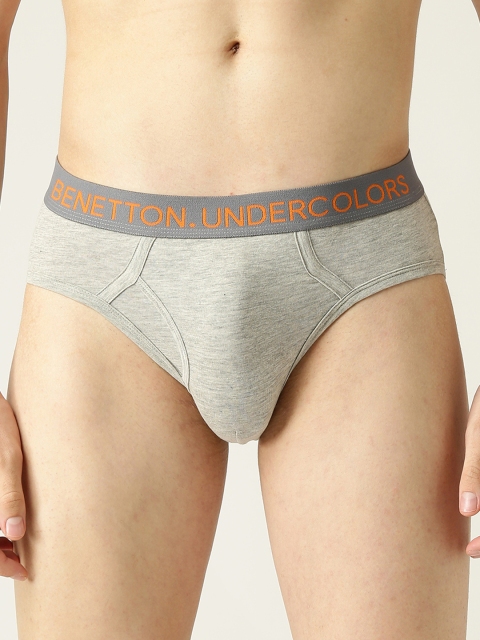 

Undercolors of Benetton Men Grey Melange Solid Briefs 17P3680V141DI501