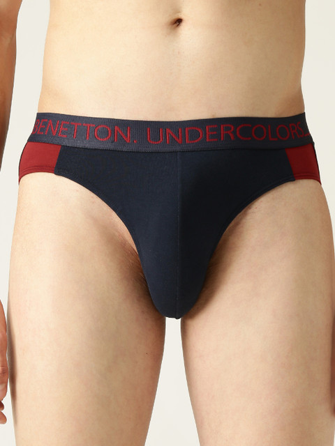 

Undercolors of Benetton Men Navy Blue & Maroon Colourblocked Briefs 18A3680V205DI902