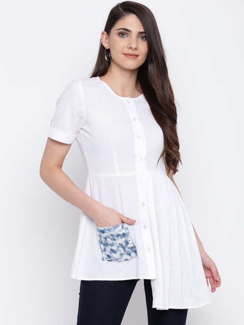 

DODO & MOA Women White Solid A-Line Kurta