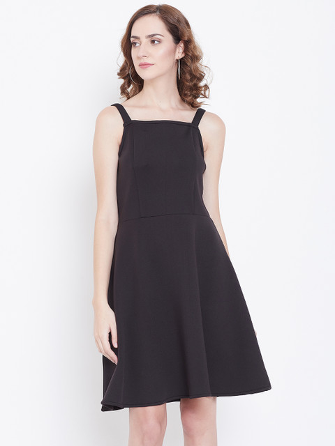 

DODO & MOA Women Black Solid Fit & Flare Dress