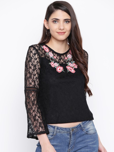 

DODO & MOA Women Black Lace Top