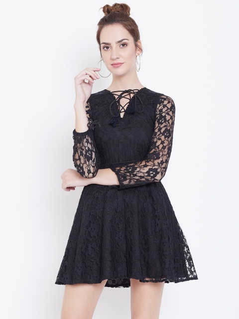 

DODO & MOA Women Black Lace Fit & Flare Dress