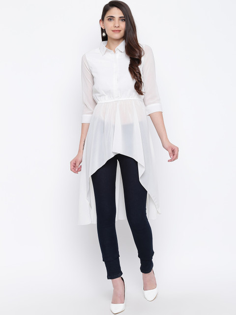 

DODO & MOA Women White Solid A-Line Kurta