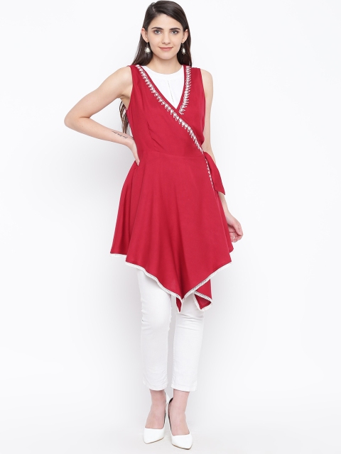 

DODO & MOA Women Red Solid A-Line Asymmetric Kurta